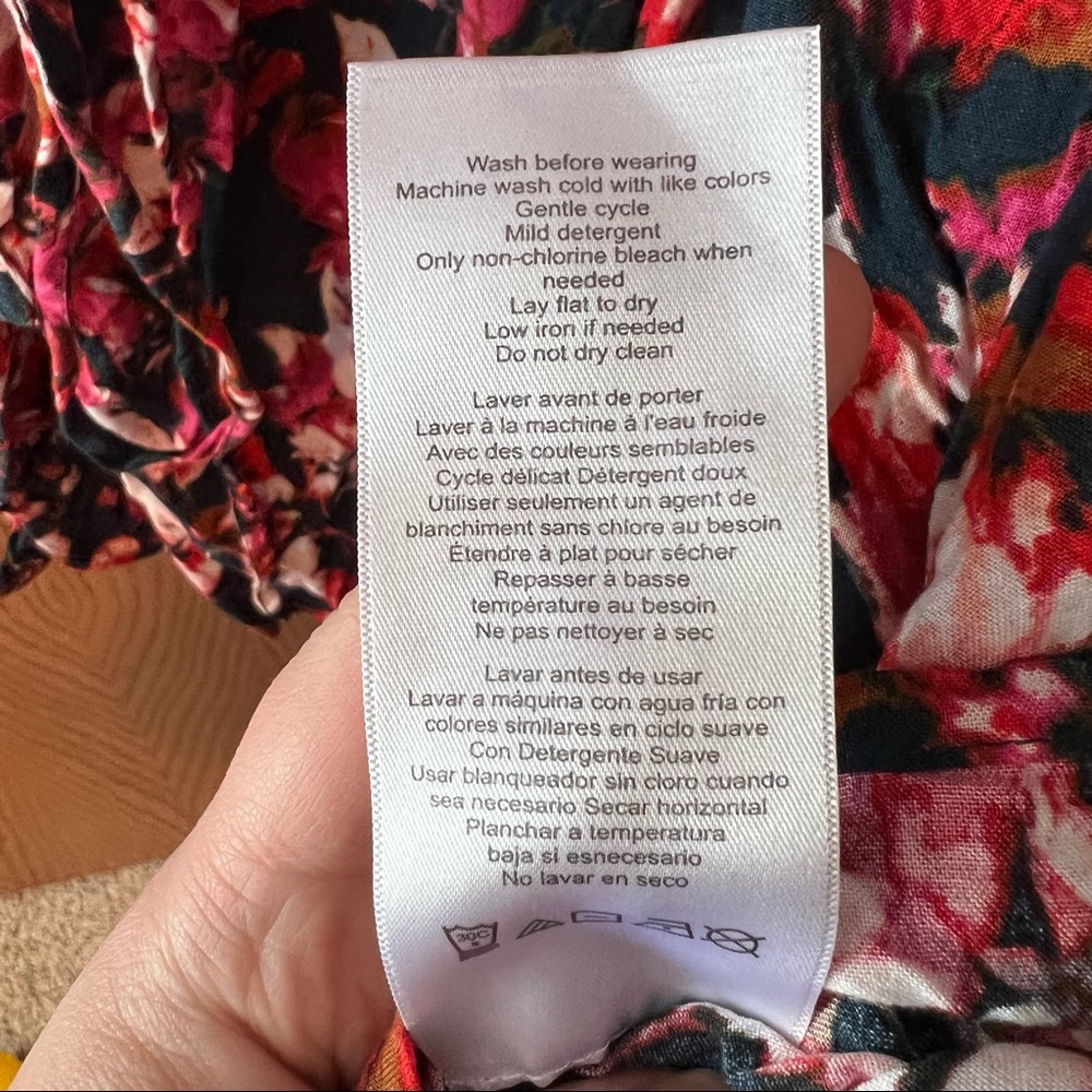Red Floral Motherhood Maternity Blouse Size Medium Business Casual Office Green - Picture 10 of 10